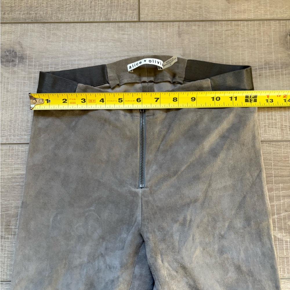 Alice + Olivia Taupe Low Rise Lamb Leather Suede Leggings Size 0 - Picture 6 of 11